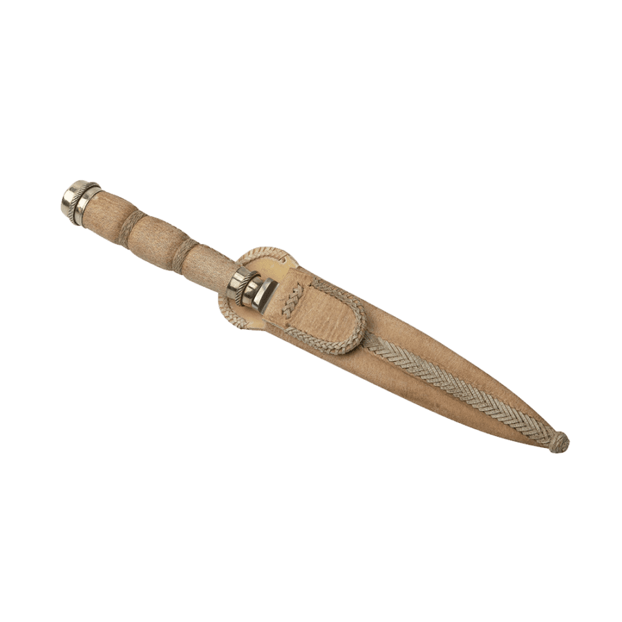 Cuchillo Cuero Sobado con Doble Virola de Alapca y Tiento 14 cm