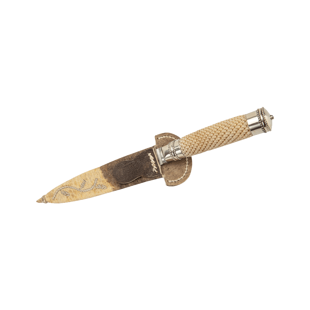 Cuchillo Cuero Anudado y Vaina Bordada 14 cm